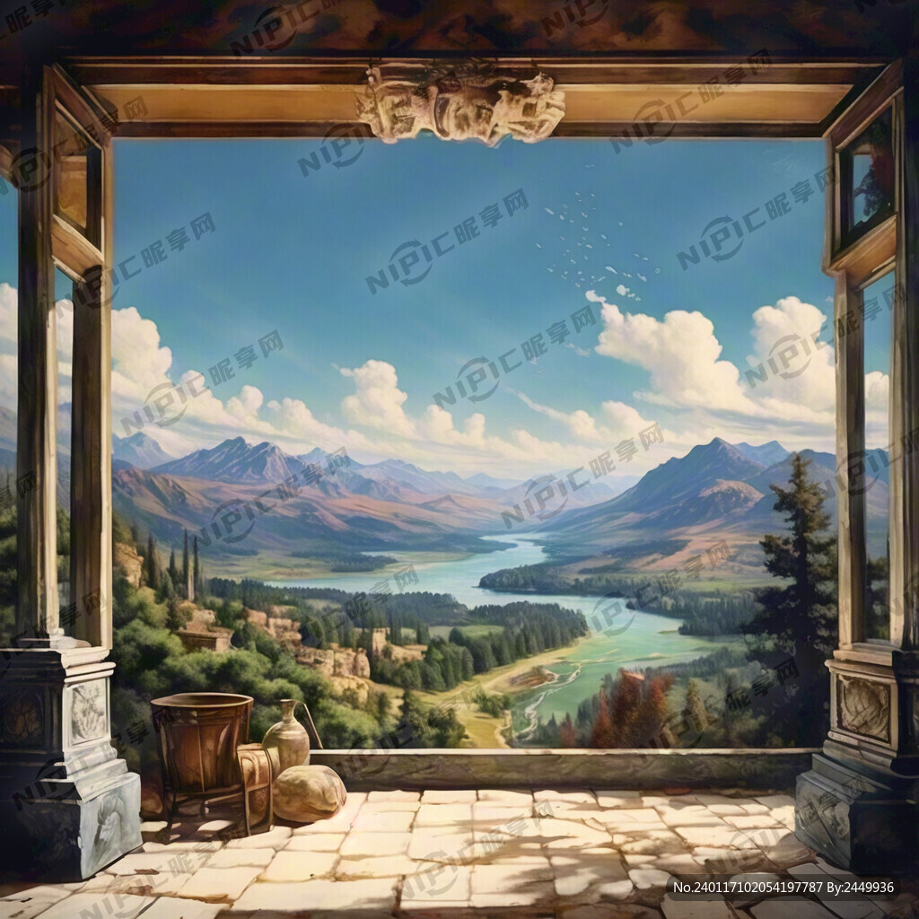 风景画 组合成字 笔画清晰