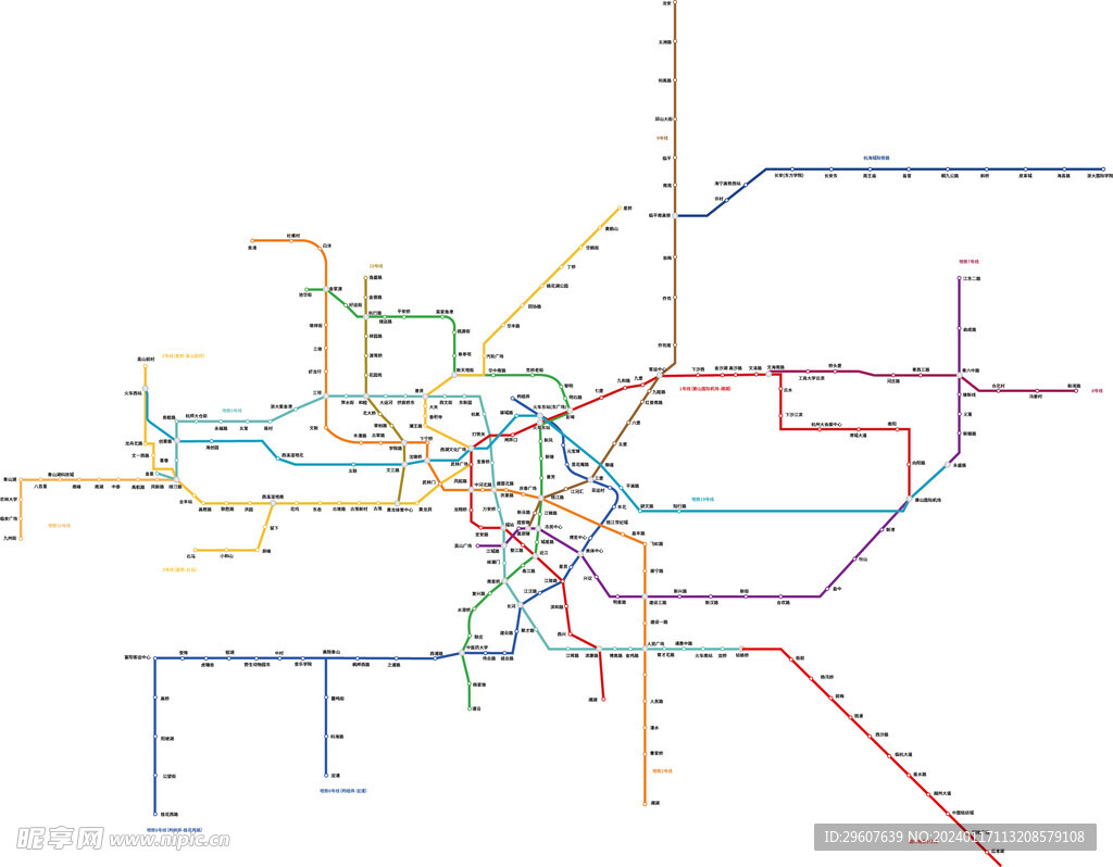 杭州地铁线矢量图