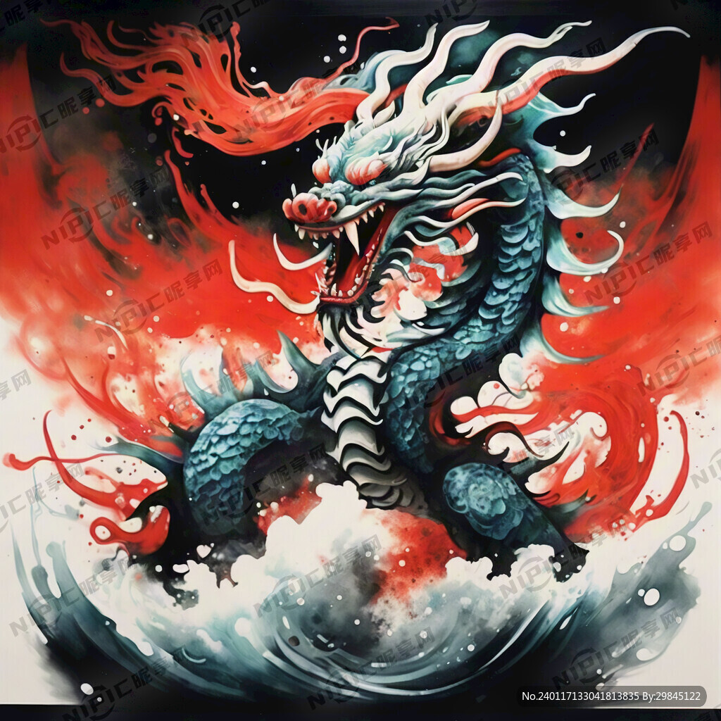 一条威猛的中国龙剪影