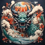 中国龙，囚牛，彩色国潮风格图，细节清晰