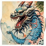 中国龙，霸下，彩色国潮风格图，细节清晰
