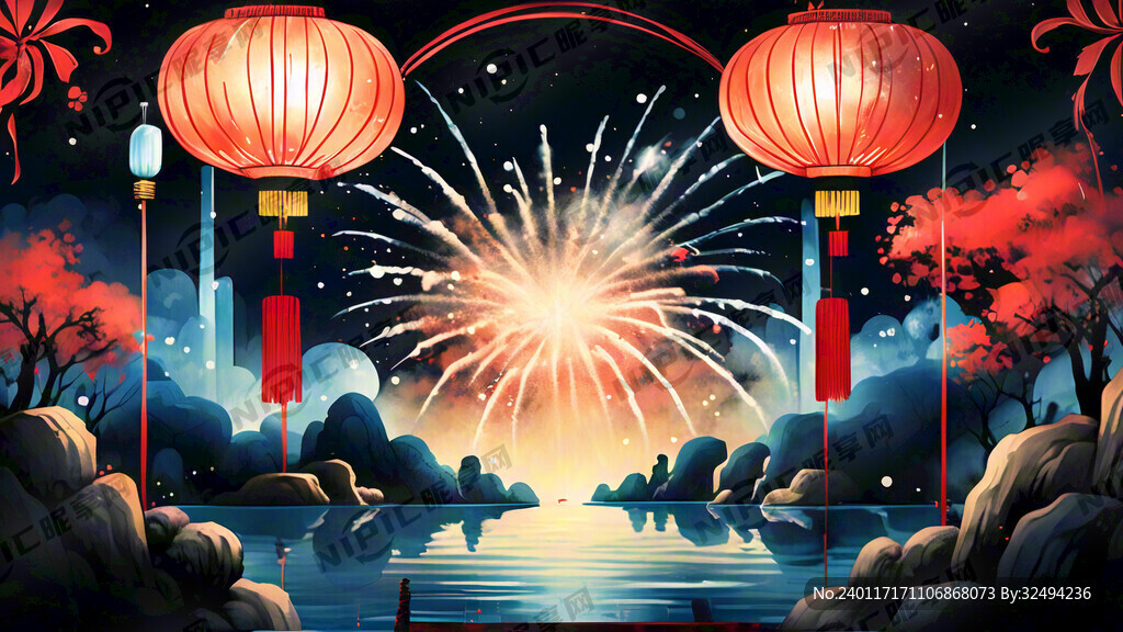 红蓝的国潮简约背景 有新年氛围