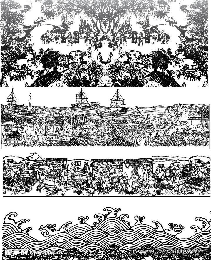 酿酒图 线条