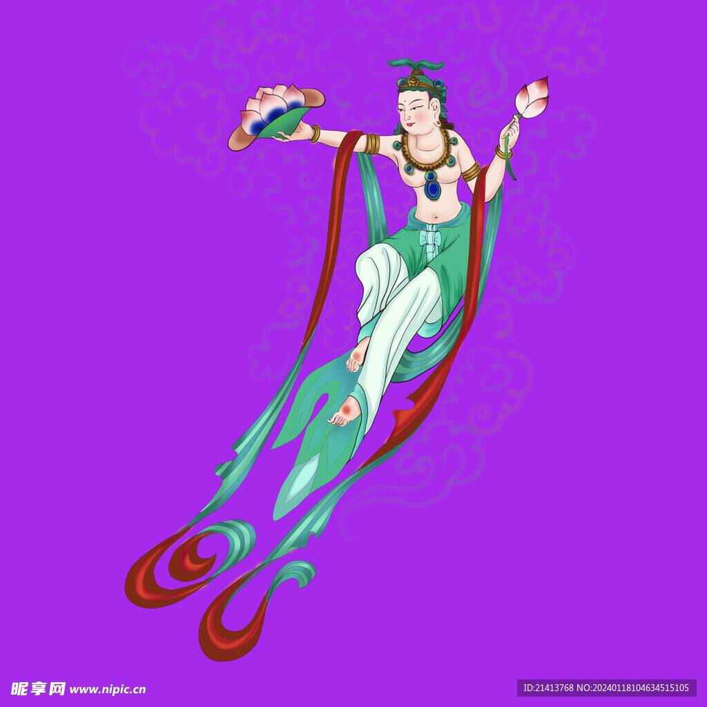 手绘敦煌素材 