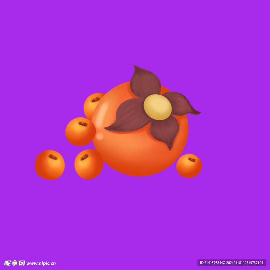 手绘柿子水果