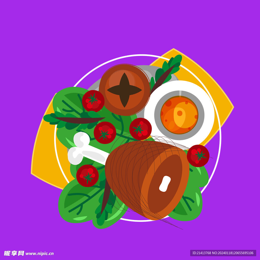 手绘美食佳肴