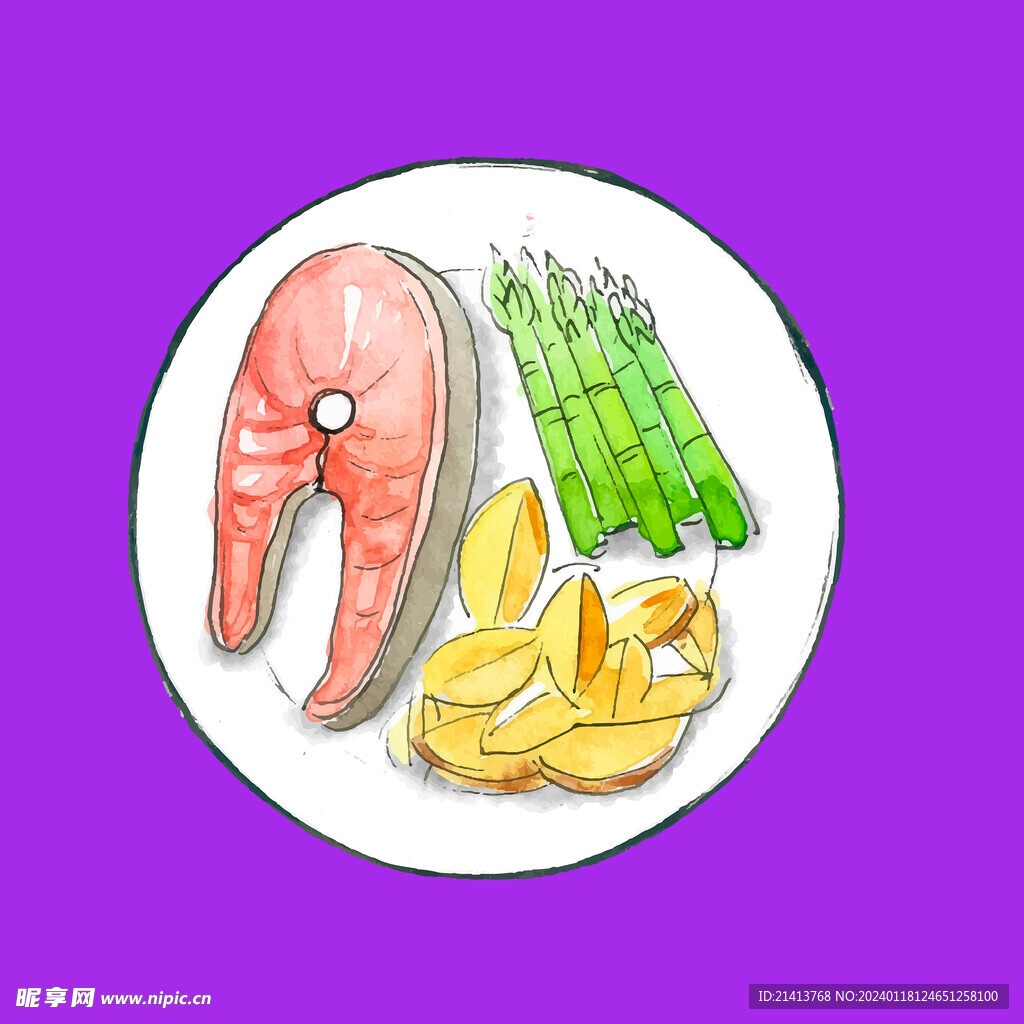 手绘美食佳肴