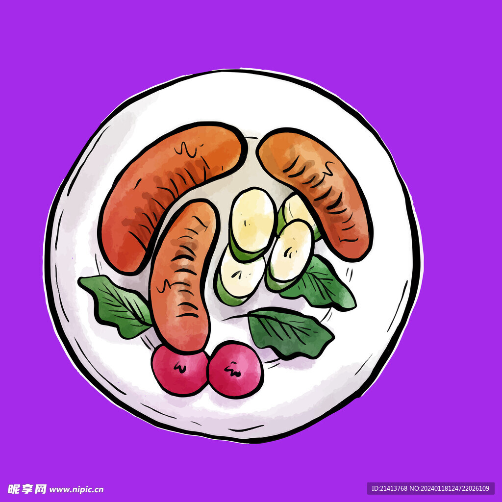 手绘美食佳肴