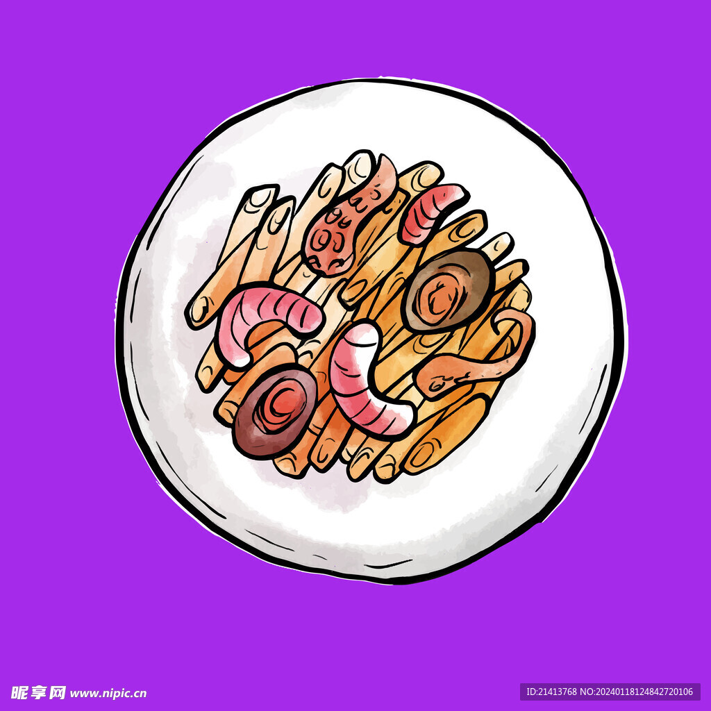 手绘美食佳肴