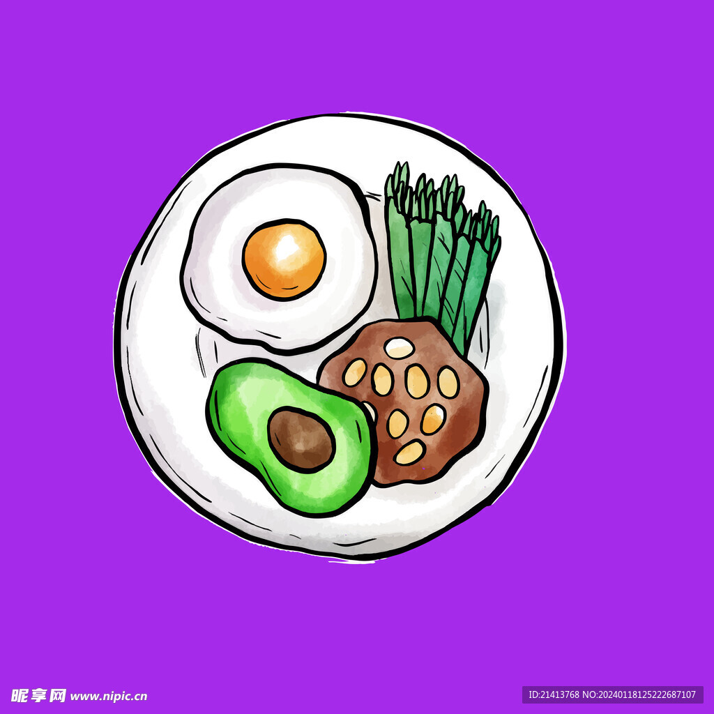 手绘美食佳肴