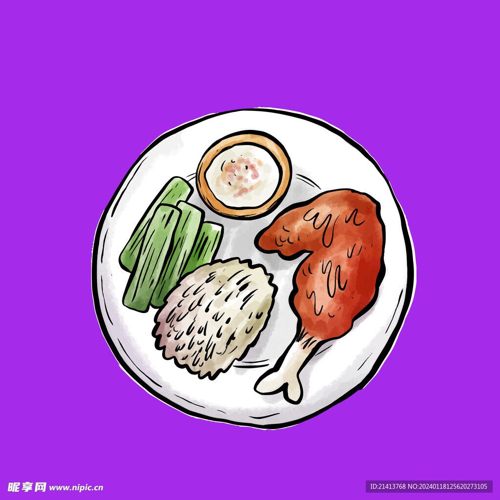手绘美食佳肴