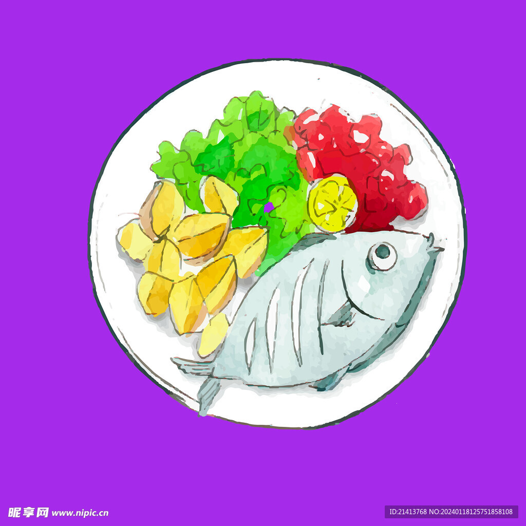 手绘美食佳肴