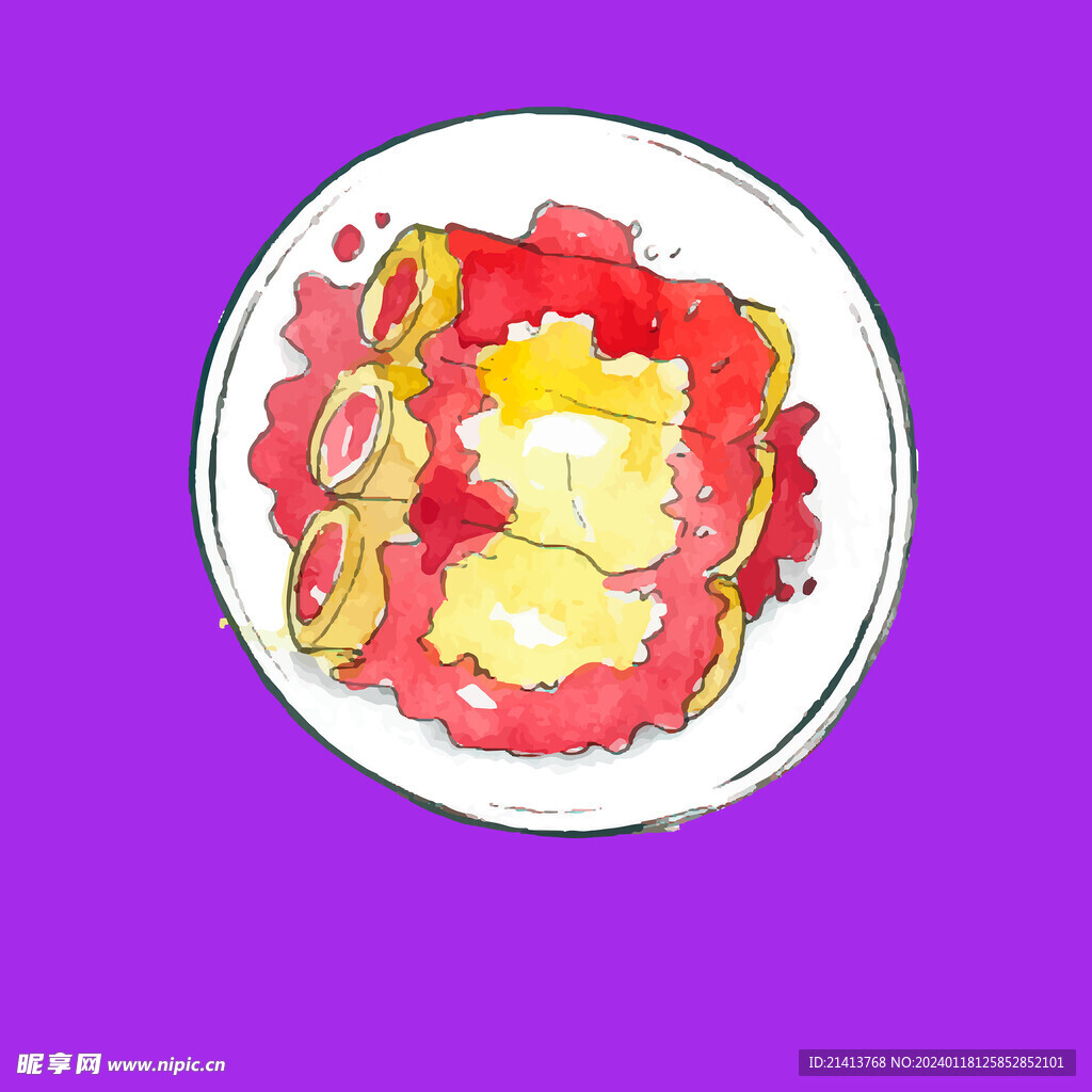 手绘美食佳肴