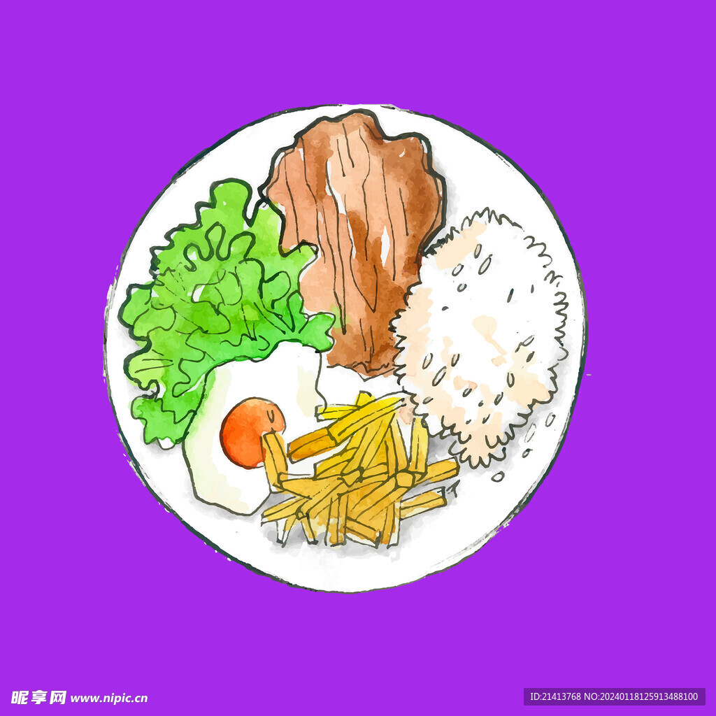 手绘美食佳肴