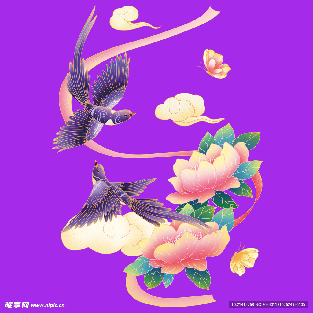手绘卡通燕子 