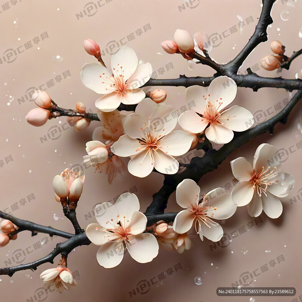 杏色带花纹纯色背景图