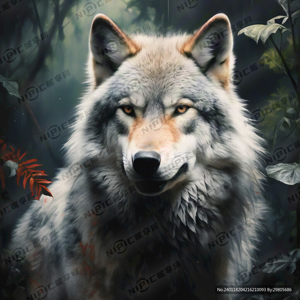 灰色的狼在丛林里