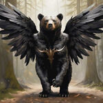 黑熊，飞熊，有翅膀，上古神兽
