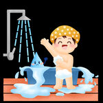 男孩洗澡搓澡免抠素材
