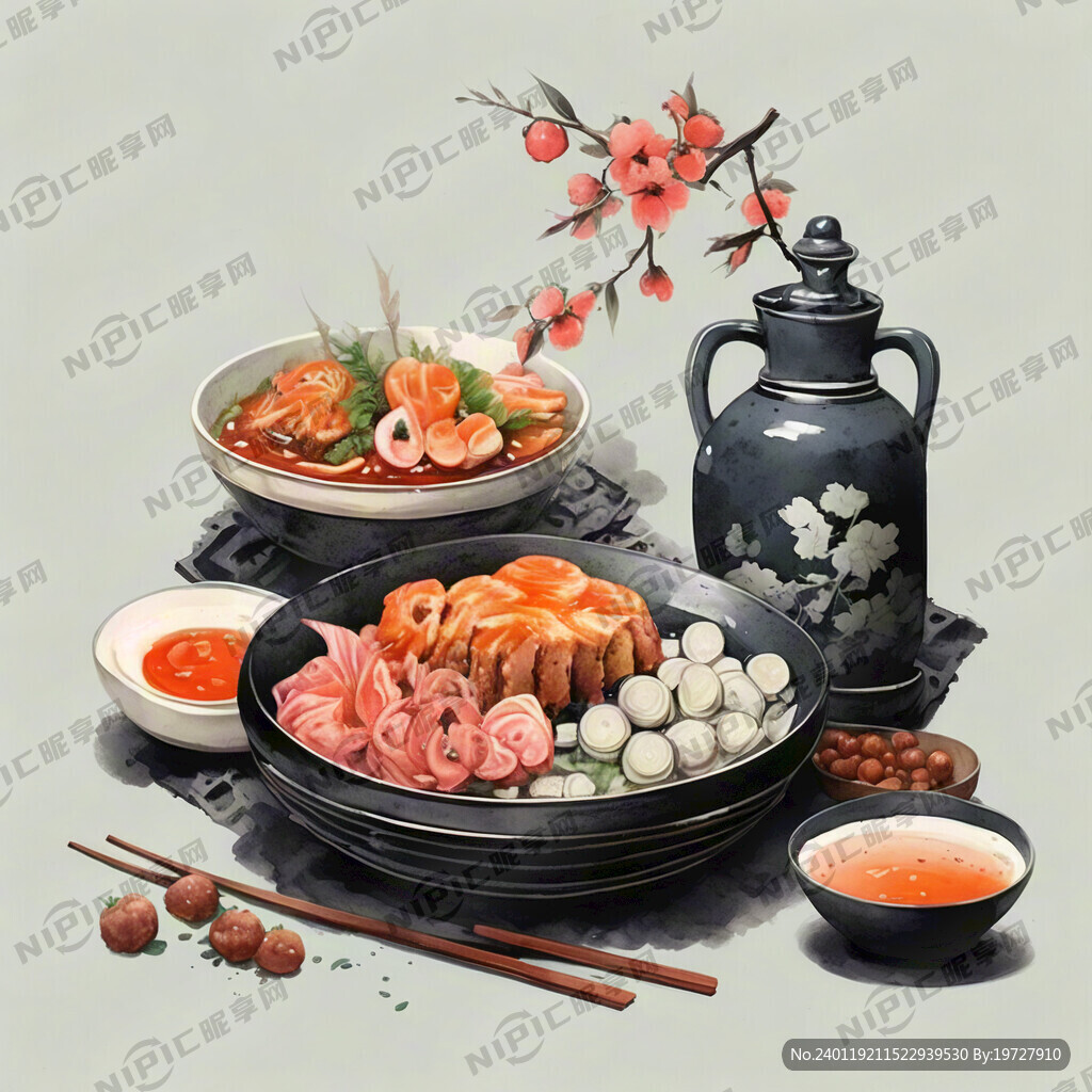 中国风古代美食插画