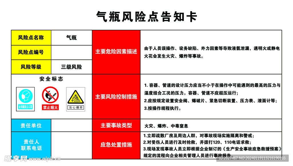 气瓶风险点告知卡