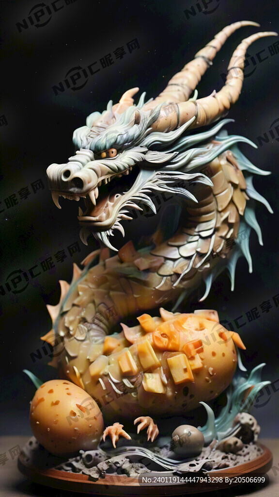用土豆雕刻出来的神龙