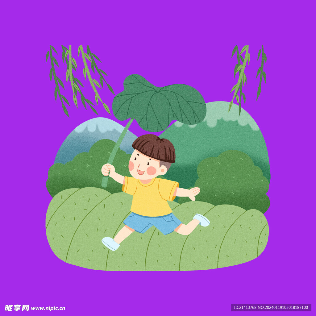 手绘儿童男孩 
