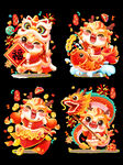 卡通2024春节新年喜庆龙年