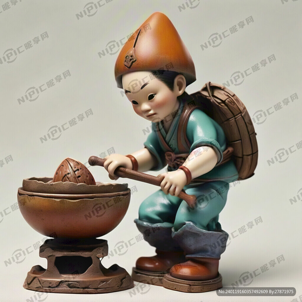 蛋壳小人 推着石磨
