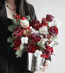 雪玫瑰抱抱桶圣诞跨年花束