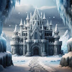 冰雪城堡，卡通，正面，大气
