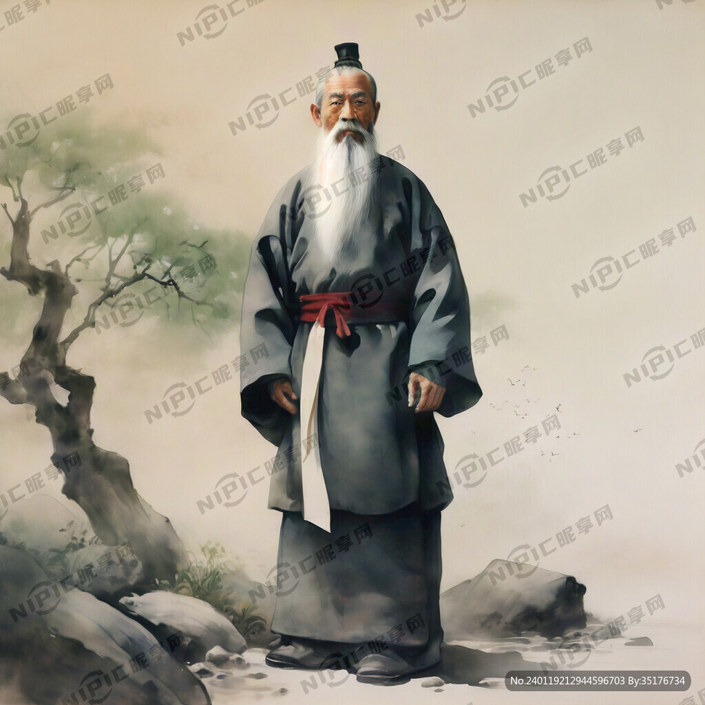 宋高宗站着的白描图