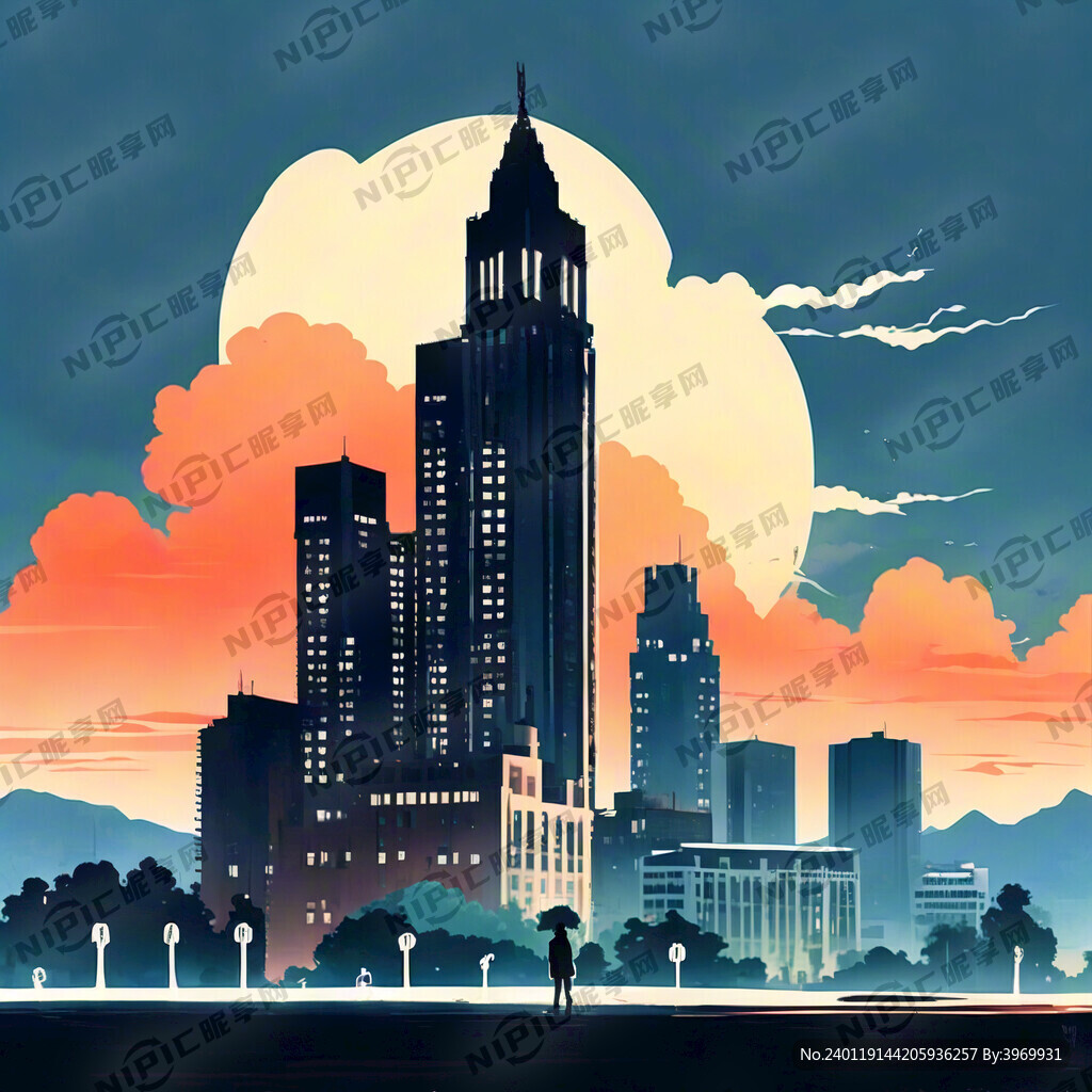 阜新地标建筑   剪影  