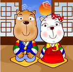 韩版胸夫妻矢量插画
