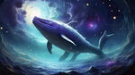 浩瀚宇宙 星系 星空 鲲 鲸鱼 蓝紫色  三维 梦幻场景 赛博 CG 透明感