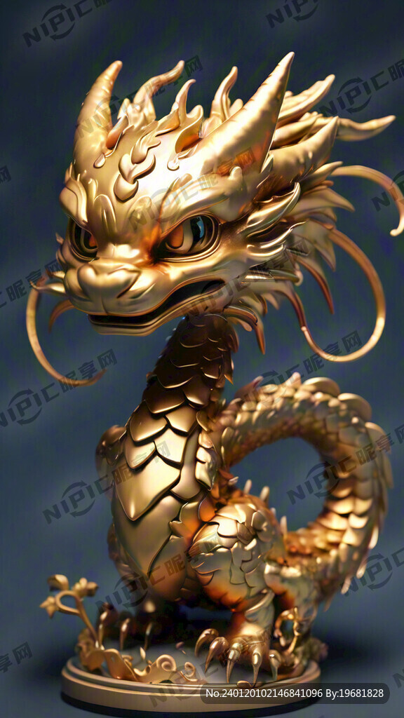 金龙 3D模型 金色 可爱