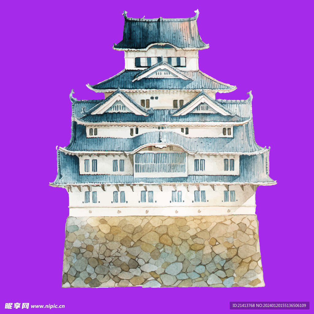 手绘古典建筑 