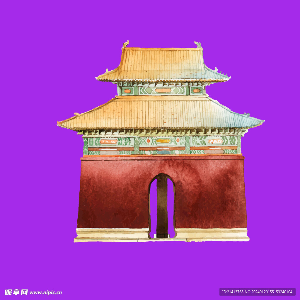 手绘古典建筑 