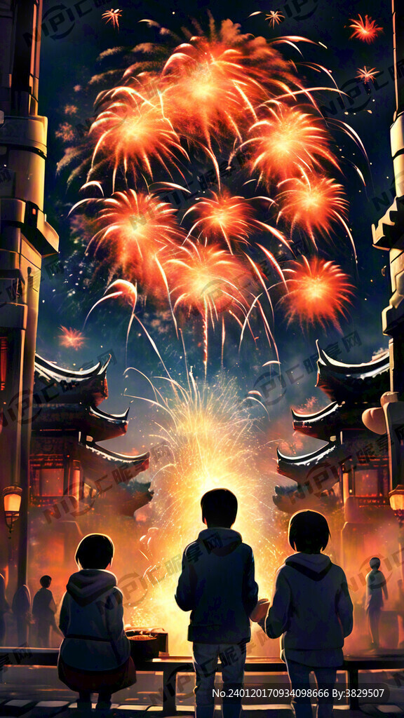 除夕 福 烟花