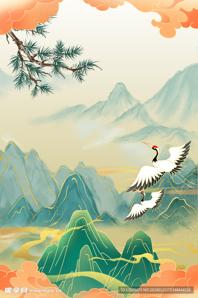 中式背景插画