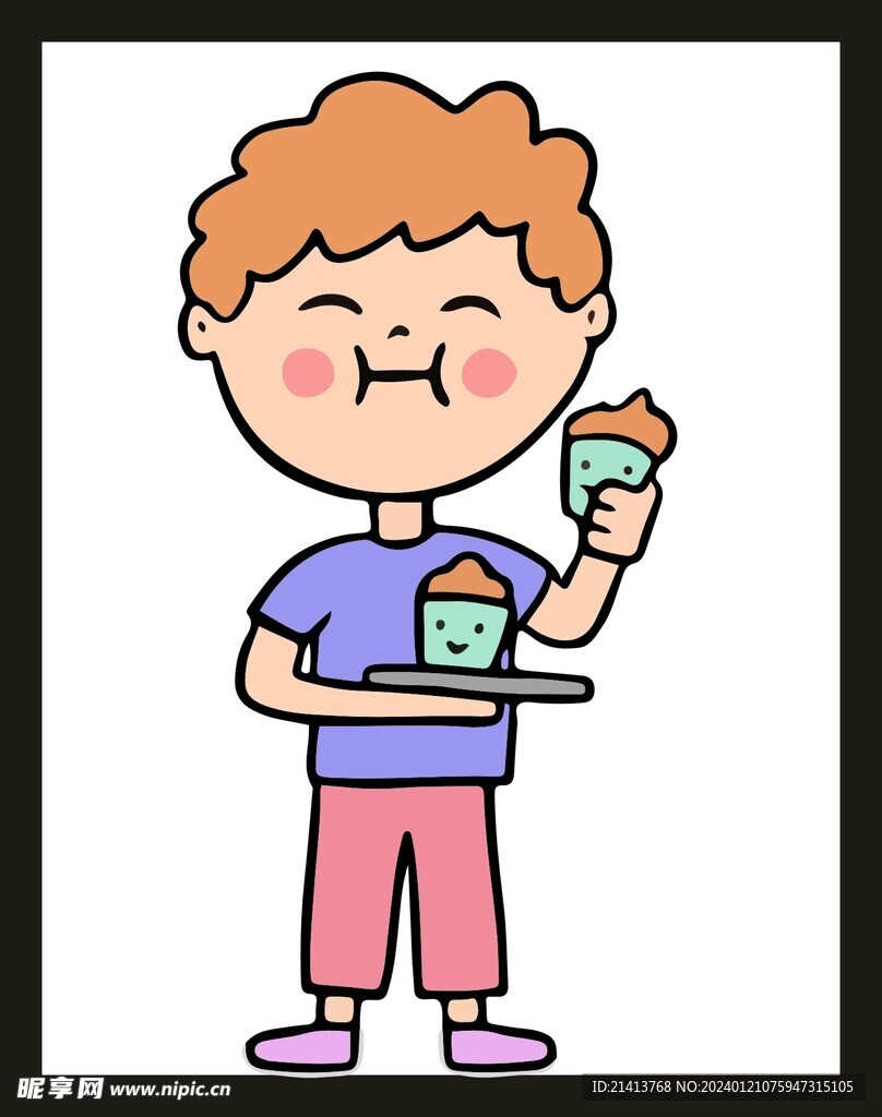 手绘儿童男孩