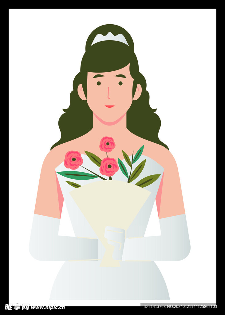 手绘婚纱女孩