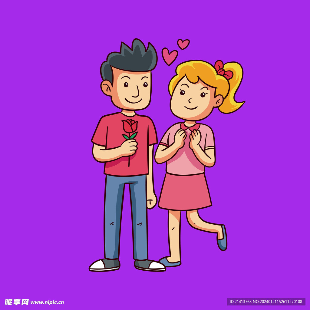 手绘情侣恋人