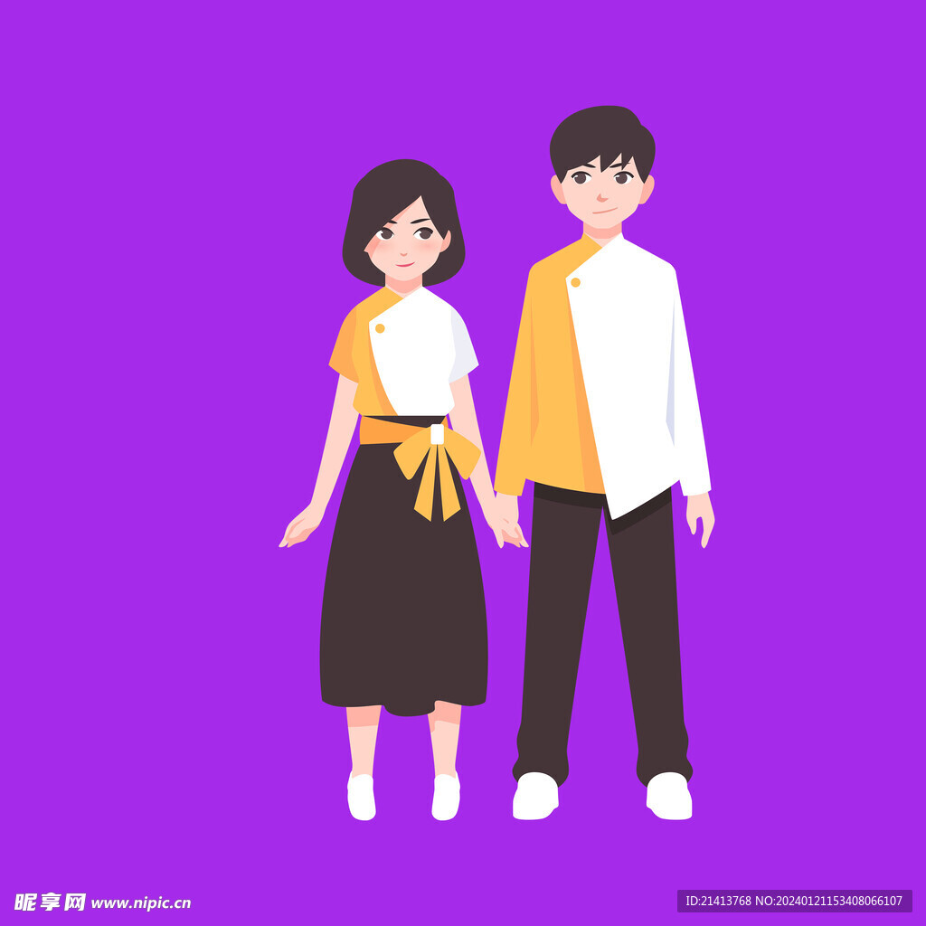 手绘情侣恋人