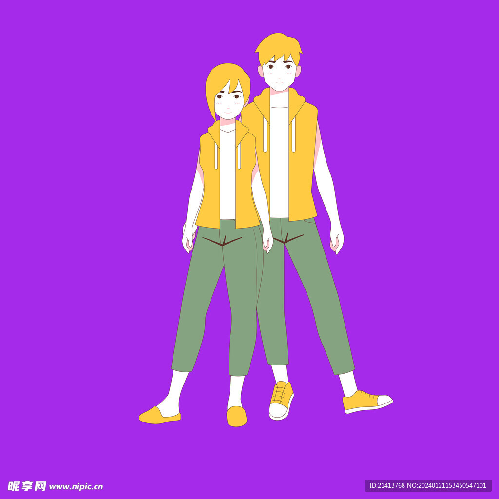 手绘情侣恋人