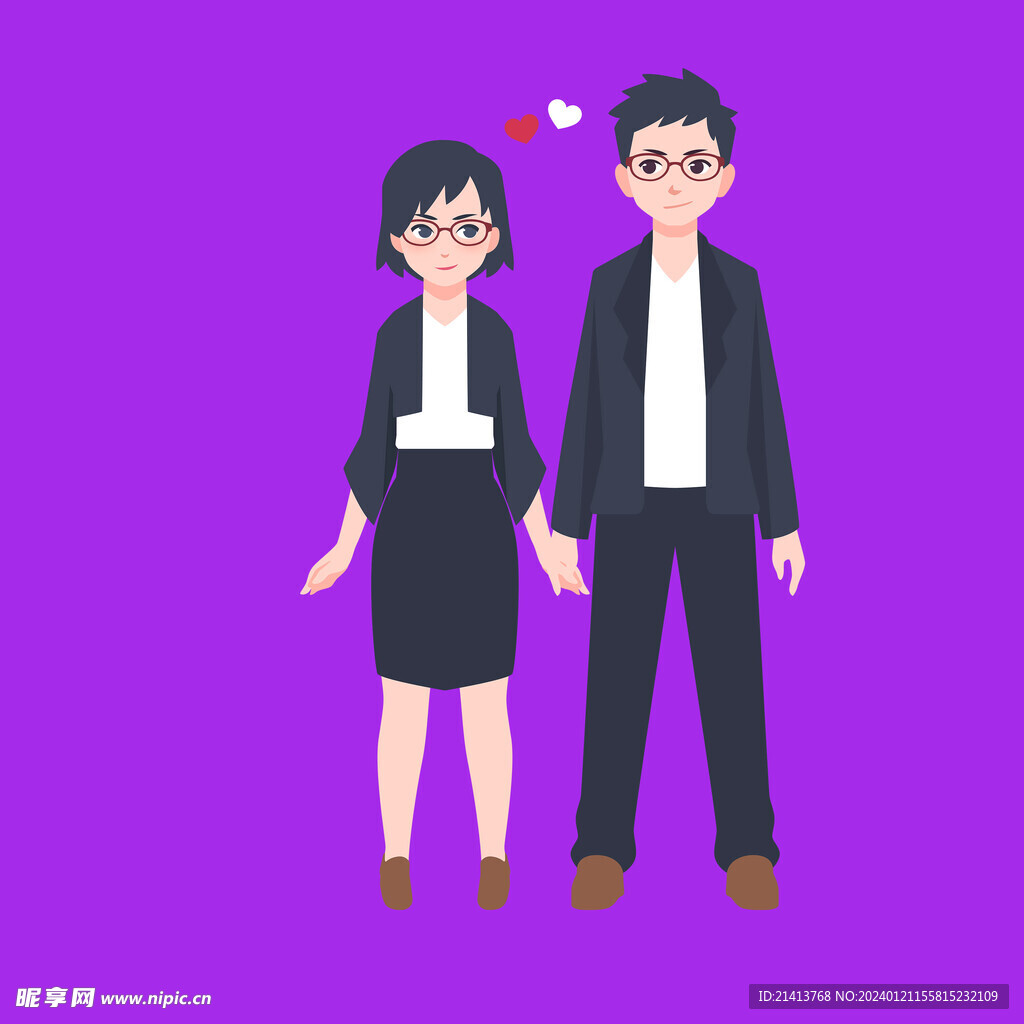 手绘情侣恋人