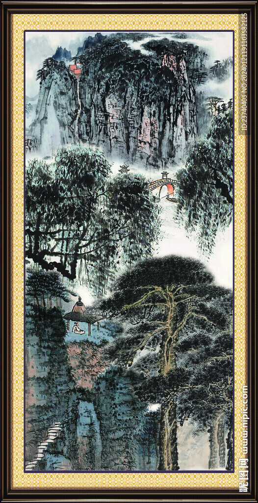 中堂山水画 