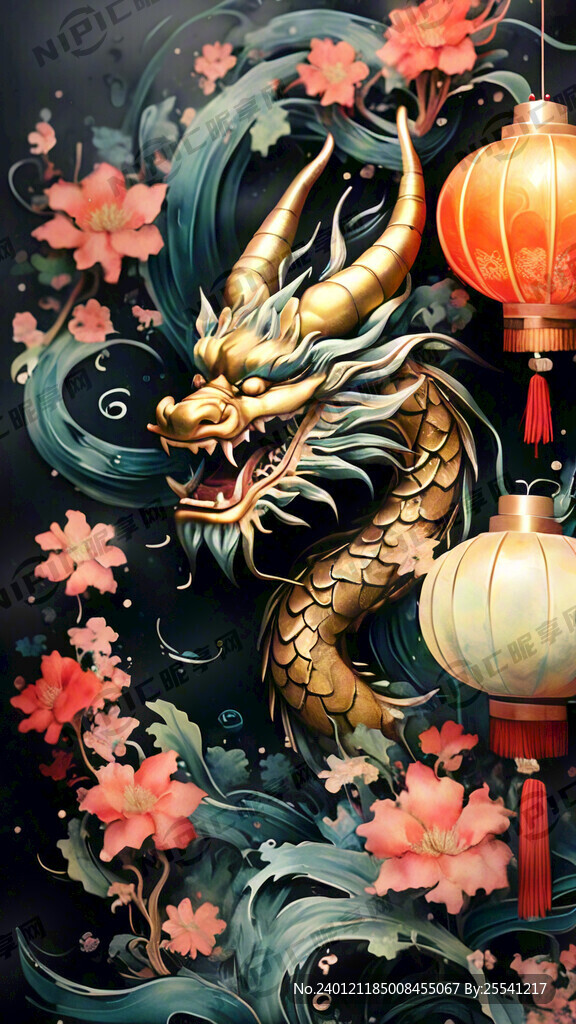 春节氛围 喜庆 有灯笼 有对联