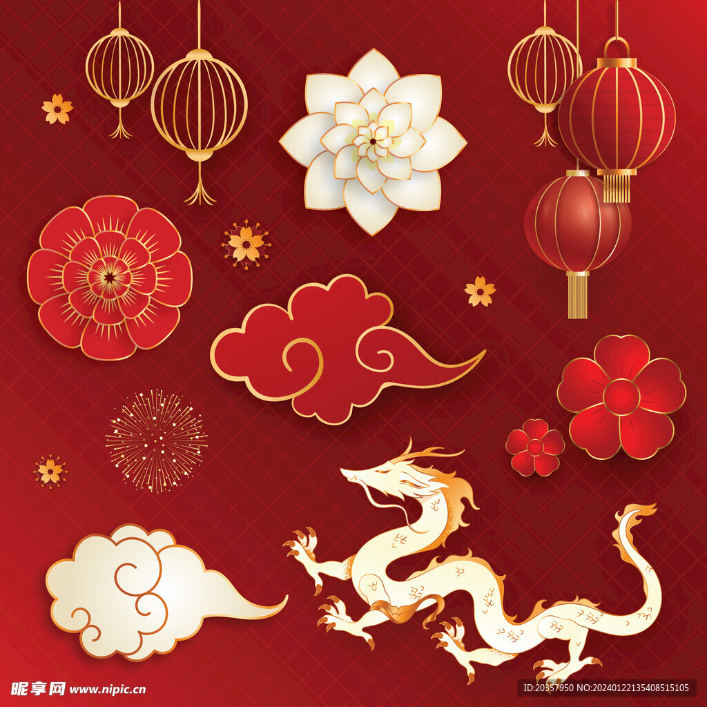 中国传统图案  春节装饰花纹
