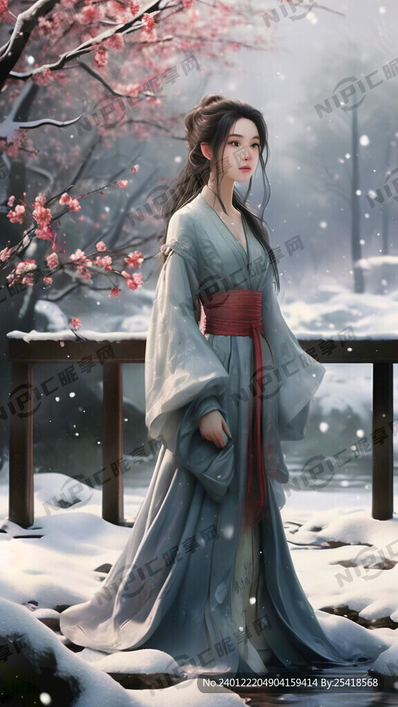 古风  雪景   梅花 